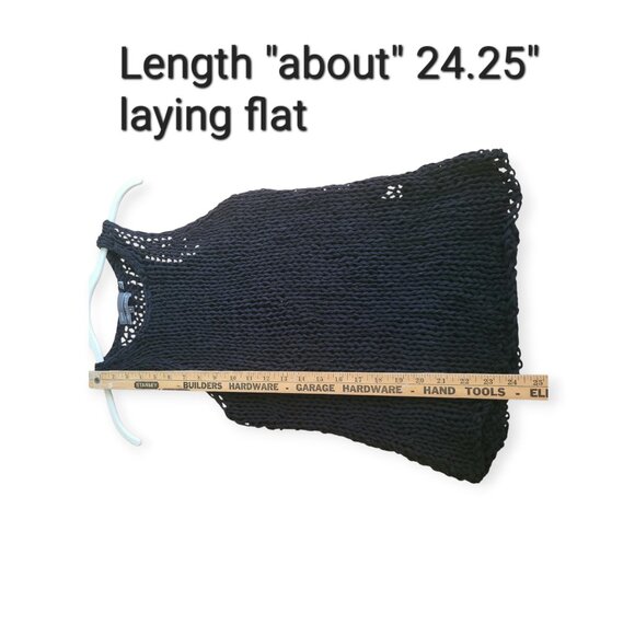 Vince Hand-Knit Loose-Weave Black Cotton Tank Top Size S - Picture 6 of 8